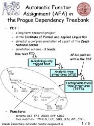 Automatic Functor Assignment AFA in the Prague Dependency Treebank