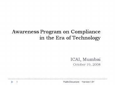Awareness Program on Compliance in the Era of Technology
