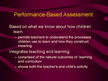 PerformanceBased Assessment:
