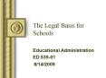 The Legal Basis for Schools PowerPoint PPT Presentation