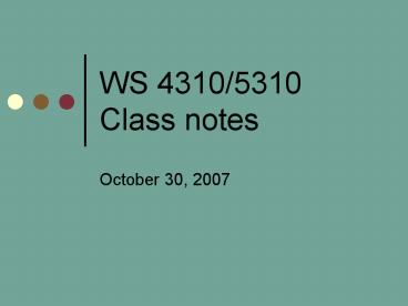 WS 43105310 Class notes