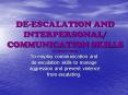 DEESCALATION AND INTERPERSONAL COMMUNICATION SKILLS Dr. Nicole P. Gibson PowerPoint PPT Presentation