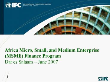 Africa Micro, Small, and Medium Enterprise MSME Finance Program
