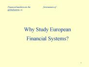 Why Study European Financial Systems