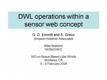 DWL operations within a sensor web concept