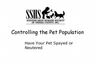 Have Your Pet Spayed or Neutered
