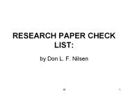 RESEARCH PAPER CHECK LIST: