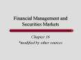 Financial Management and Securities Markets PowerPoint PPT Presentation