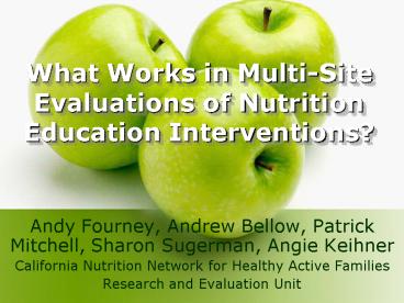 What Works in MultiSite Evaluations of Nutrition Education Interventions