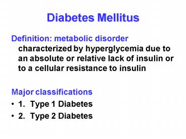 Diabetes Mellitus