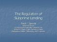 The Regulation of Subprime Lending PowerPoint PPT Presentation
