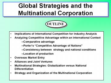 Multinational Management Global Strategies and the Multinational Corporation presentation | free ...