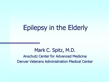 Epilepsy in the Elderly