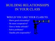 BUILDING RELATIONSHIPS IN YOUR CLASS
