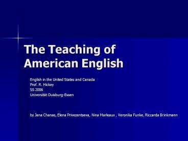 The Teaching of American English