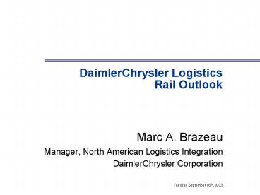 DaimlerChrysler Logistics Rail Outlook