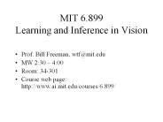 MIT 6.899 Learning and Inference in Vision