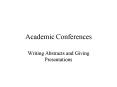 Academic Conferences PowerPoint PPT Presentation
