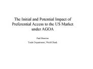 Liberalisation under AGOA - Agriculture