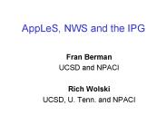 AppLeS, NWS and the IPG