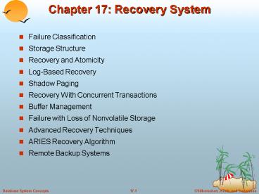 Chapter 17: Recovery System