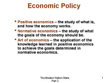 Economic Policy presentation | free to view