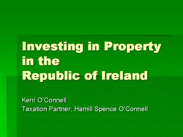 Investing in Property in the Republic of Ireland