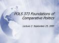 POLS 373 Foundations of Comparative Politics PowerPoint PPT Presentation