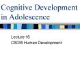 Cognitive Development in Adolescence PowerPoint PPT Presentation