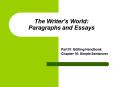 The Writers World: Paragraphs and Essays PowerPoint PPT Presentation