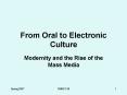 From Oral to Electronic Culture PowerPoint PPT Presentation