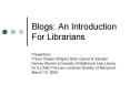 Blogs: An Introduction For Librarians PowerPoint PPT Presentation
