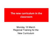 The new curriculum in the classroom