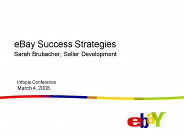 eBay Success Strategies Sarah Brubacher, Seller Development