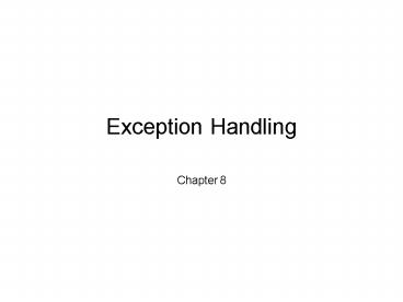 Exception Handling