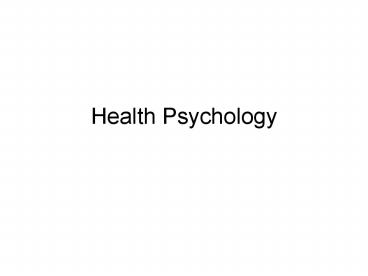 Health Psychology