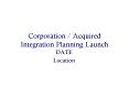 Corporation Acquired Integration Planning Launch PowerPoint PPT Presentation