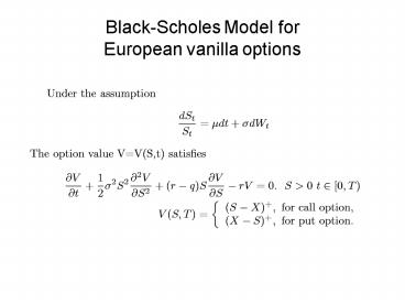 BlackScholes Model for European vanilla options
