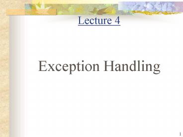 PPT – Exception Handling PowerPoint presentation | free to view - id ...
