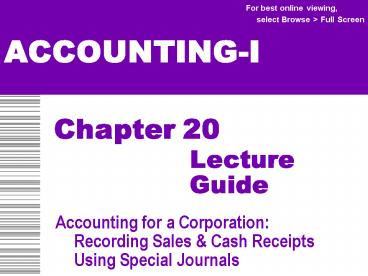 Ch 20 Lecture Guide presentation | free to view