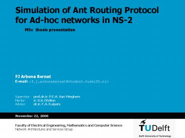 Simulation of Ant Routing Protocol for Adhoc networks in NS2