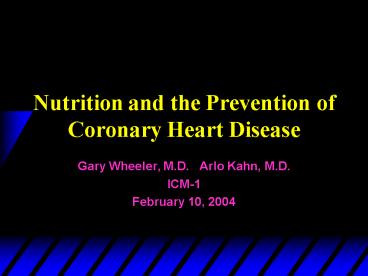 Coronary Heart Disease Ppt