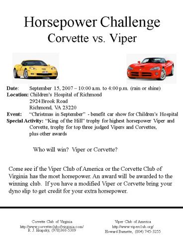 Horsepower Challenge Corvette vs. Viper