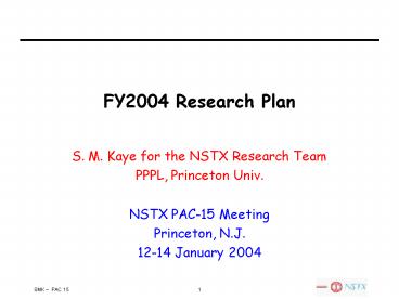 FY2004 Research Plan