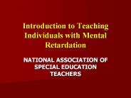 Introduction to Teaching Individuals with Mental Retardation