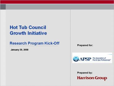 Hot Tub Council Growth Initiative