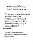 Predicting Managed Fund Performance PowerPoint PPT Presentation