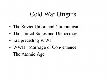 Cold War Origins