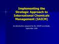 Implementing the Strategic Approach to International Chemicals Management SAICM PowerPoint PPT Presentation