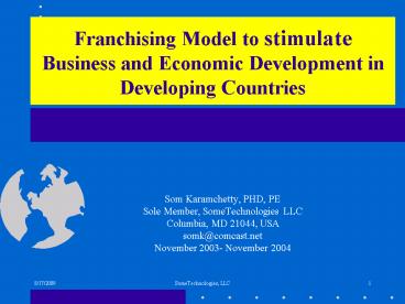 Franchising Model to stimulate Business and Economic Development in Developing Countries